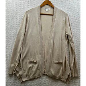 August Silk Beige Open Front Cardigan‎ Sweater XL Cotton & Viscose Blend Womens